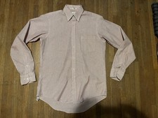 Vintage Van Heusen 417 Dress Shirt Red White Striped Long Sleeve, 15.5, 34/35