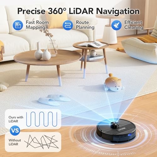 Robot Vacuum and Mop Combo 4500Pa Max Suction with LiDAR Navigation Smart - Picture 5 of 7