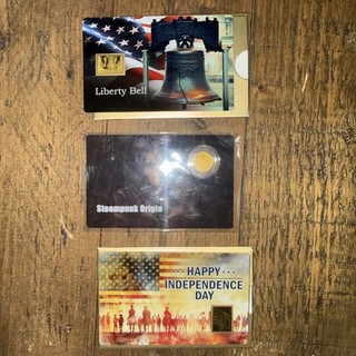 Liberty Bell 1/1000 oz pure gold in Card and 2 others