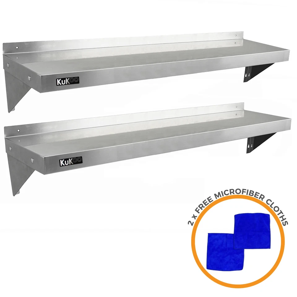 Commercial Kitchen x 2 Stainless Steel Shelves Wall Shelf 1400mm Catering Metal - Image 2 of 4