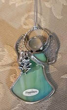 Vtg Stained Glass Angel Ornament W/Frog Charm Christmas Collectible Core