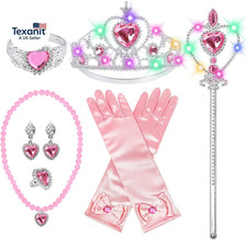 Princess Dress up Accessories, Light up Wand Crown 7Pcs Princess Dress up Set wi
