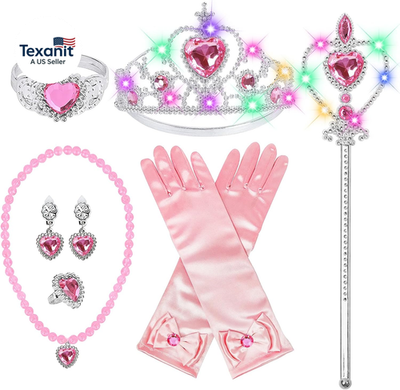#ad Princess Dress up Accessories Light up Wand Crown 7Pcs Princess Dress up Set wi $22.11
