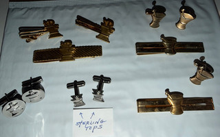 LOT OF VINTAGE PHARMACIST APOTHECARY CUFF LINK TIE BAR CLIPS SETS (1) STERLING