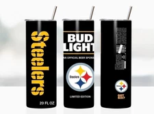 Bud Light Steelers 20oz Skinny Tumbler