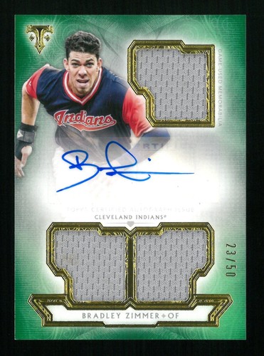 2018 Topps Triple Threads BRADLEY ZIMMER Triple Relic Auto Green /50