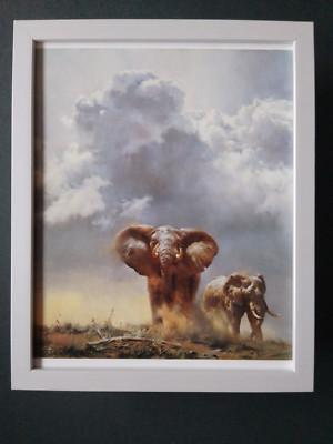Donald Grant ''African Rains'' Elefanten Druck GERAHMT