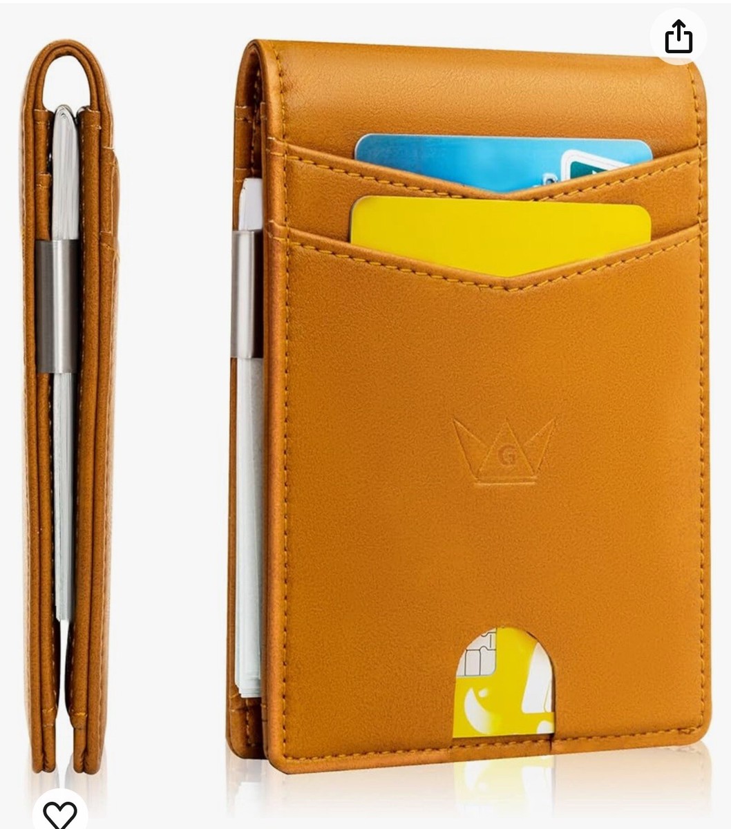 Mens RFID Blocking Leather Slim Wallet Money Credit Card Slots Brown New! |  eBay