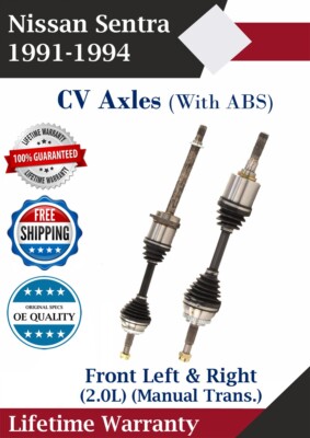 New OE Front CV Axles For 1991-1994 Nissan Sentra 2.0L ABS Manual Trans.