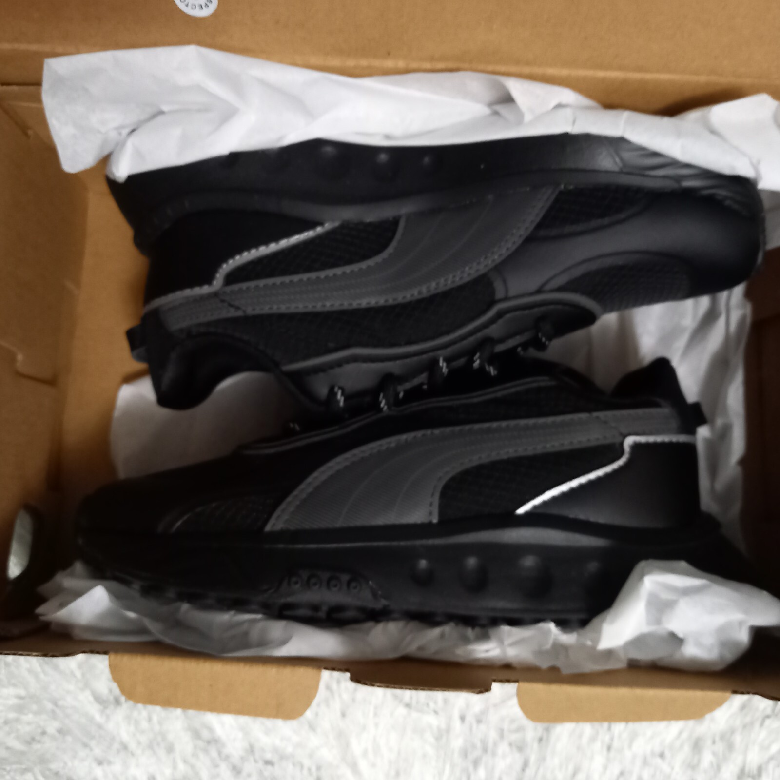 PUMA Wild Rider Trainers in Grip Black/Dark Shadow Grey, Children's size 13 image 6