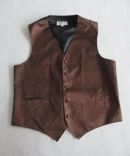 Vesuvio Napoli Men's Flora Design Dress Vest Size Small Brown and Black