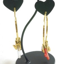 Original LOUIS VUITTON Ohrringe Creolen Koralle Kristall Metallic #4854