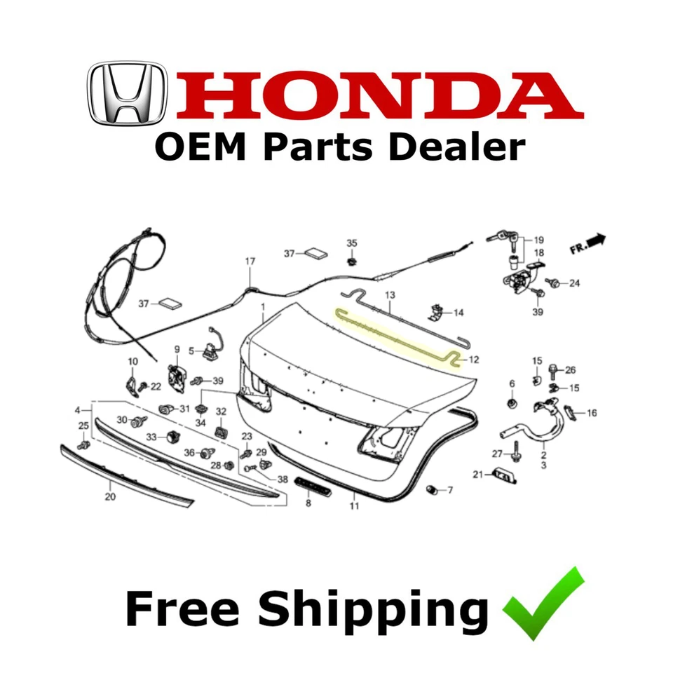 Honda Accord 2013-2017 *Sedán* 4 puertas lado del conductor maletero izquierdo resorte de torsión nuevo (OEM) Foto 2 de 3