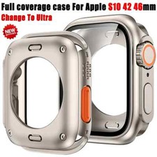 Change To Ultra Glass Film Cover For Apple Watch 11 10 9 45/46mm Mod Bumper Case