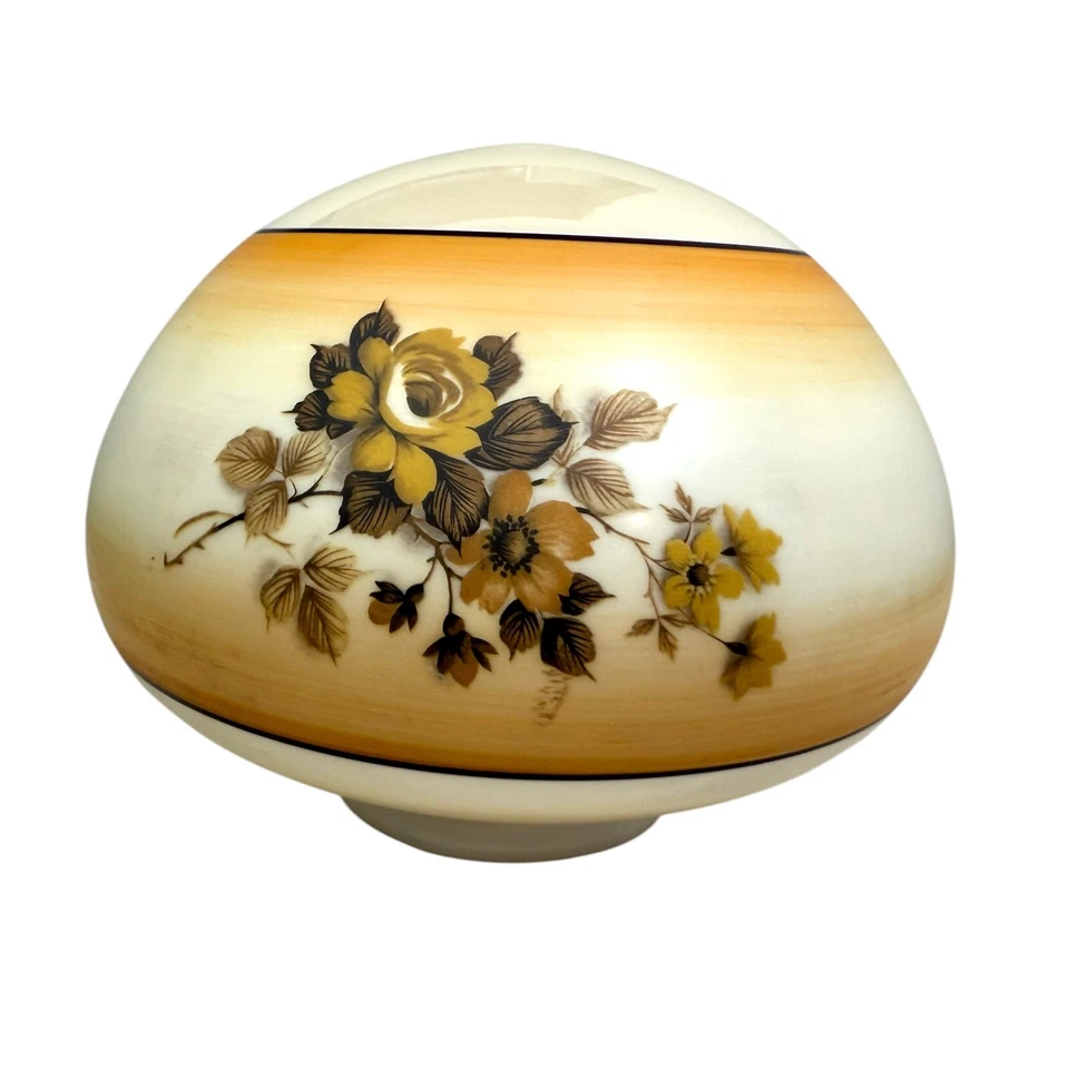 VTG c1940 Floral Deco Era Glass Shade Ceiling Globe Pendant Flush Mount Fixture - Image 4 of 4