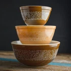 Set of 3 Vintage PYREX Woodland Brown MIXING NESTING BOWLS 401, 402, 403 GOOD