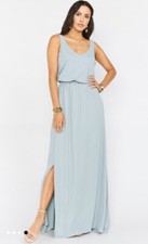 Show Me Your Mumu Kendall Maxi V-Back Gown Dress in Silver Sage sz. S 