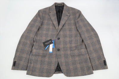 Report Collection Mens 40R Modern Fit Wool Sport Coat Jacket Brown Plaid NEW