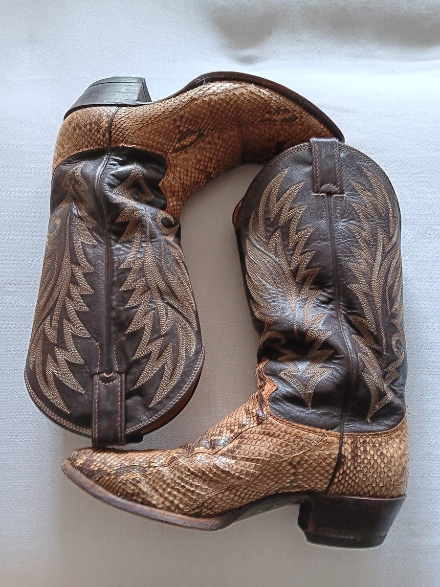 Vintage JUSTIN Snakeskin Leather Cowboy Boots USA Made 7837  display picture 1