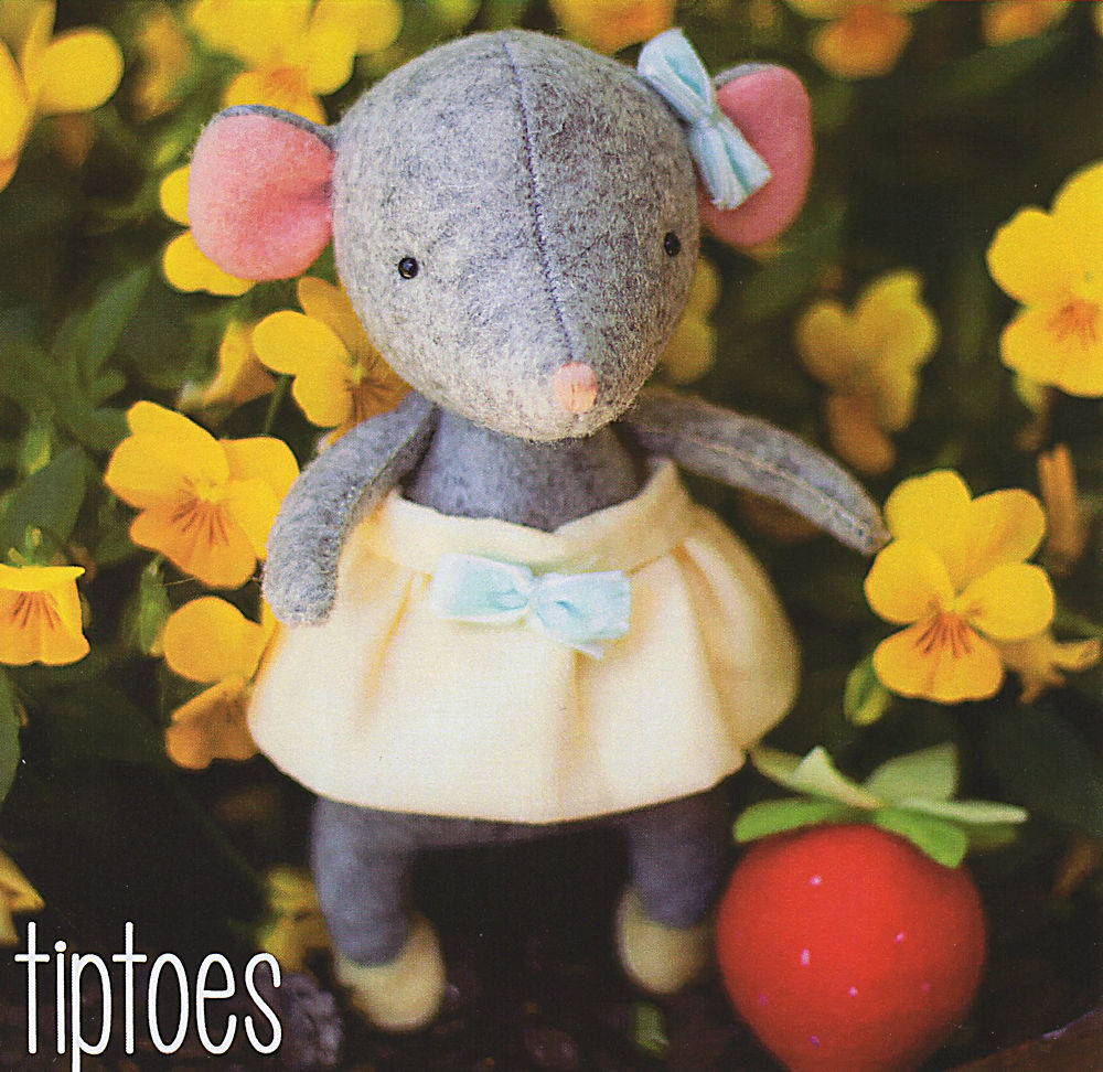 Tiptoes Mouse Sewing Craft PATTERN Felt Doll Ballerina Strawberry
