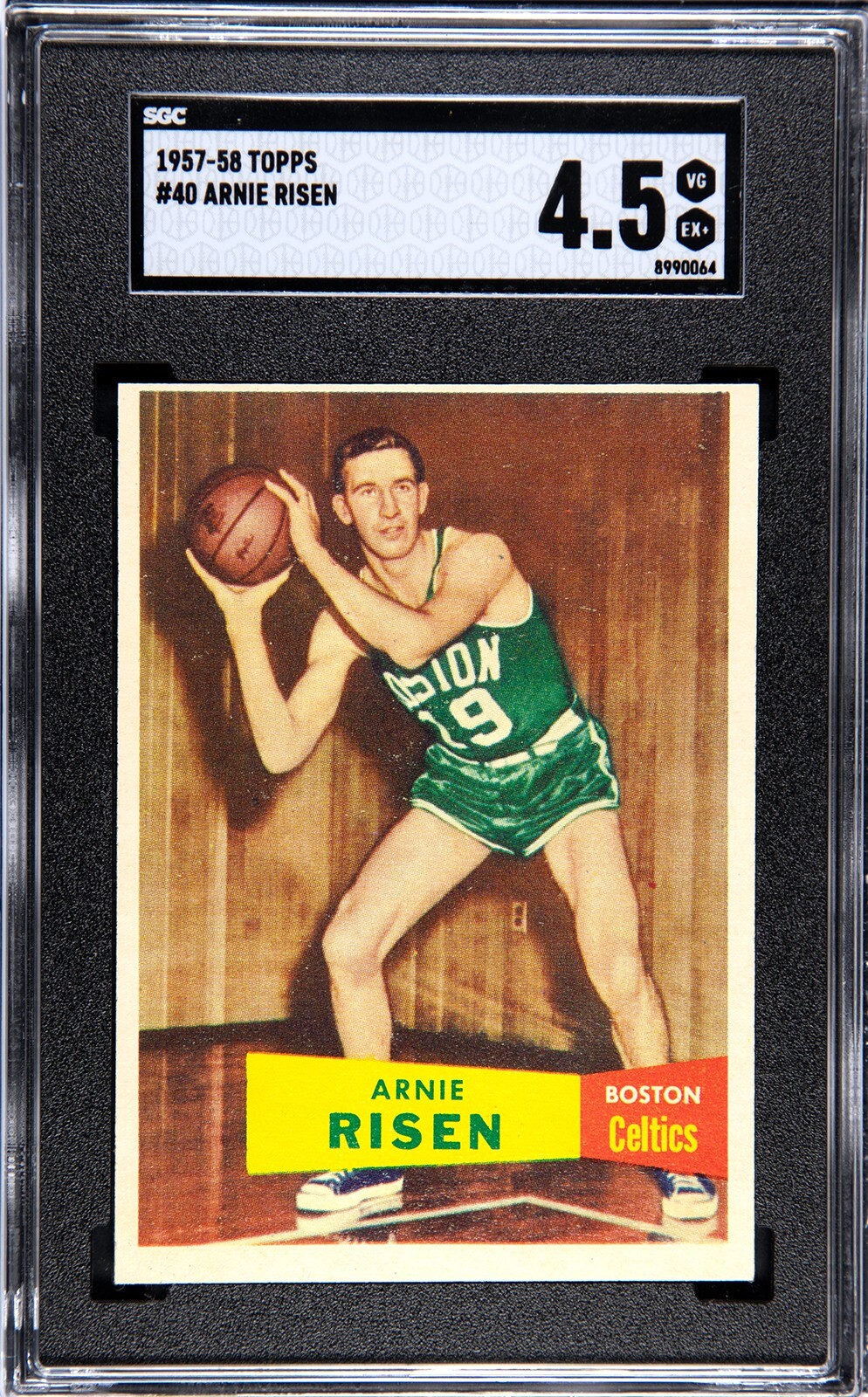 1957-58 Topps ARNIE RISEN Boston Celtics #40 SGC 4.5 VG/EX+ Condition