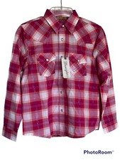 NWT Wrangler Pearl Snap Western Cowgirl Rodeo Shirt Girls XL 14-16 Pink Plaid