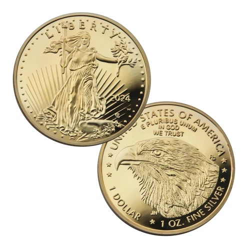2024 US. Eagle The United States Statue of Liberty Gold Plated Coin 1 oz