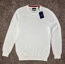 GANT Men  s Sweater TECH PREP Textured Solid White Crewneck Pullover Size M NWT