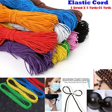 Elastic Cord String for Bracelets, Necklace, Beading 25Yards (5x5yd) 1mm Round