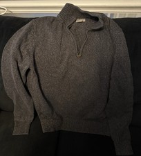 Gray Knit 1/4 Zip Mock Neck Long Sleeve Pullover Sweater for Men, Casual Solid