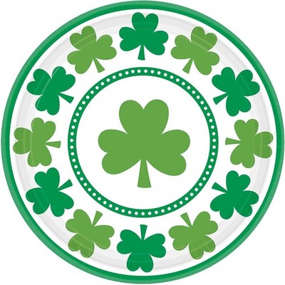 Lucky Shamrocks Clover Irish Green St. Patrick's Day Party 7'' Dessert Plates
