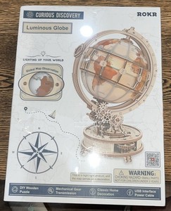 ROKR Luminous Globe ST003 3D Wooden Puzzle DIY Model Kit Curious Discovery - NEW