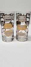 MCM Cocktail Glasses Liquor Names Scotch Rye Bourbon Black Gold 5-1/2"