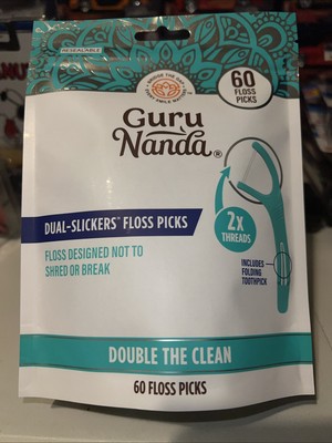 GuruNanda Fresh Floss Dental Picks Non-Shred, Angled for Effective Removal