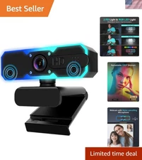 Professional 1080P Streaming Webcam with Fill Light for Clear Video Calls