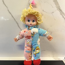 Vintage Clown Doll Yarn Hair Plush Stuffed 12" International Toys  Novelties