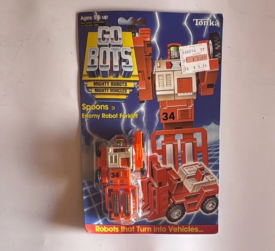 Tonka GoBots 勺子 31 敌人机器人叉车 1984 年密封原卡 — 第 3/4 张图片