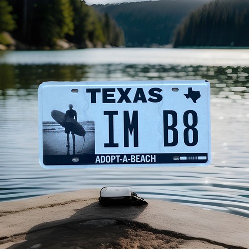 TEXAS - ADOPT A BEACH - LICENSE PLATE “IM B8” I’m bait! Specialty 