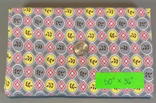 Vtg Floral Feed Sack Open Taupe Gray Brown Yellow Pink White 50" x 36" Feedsack