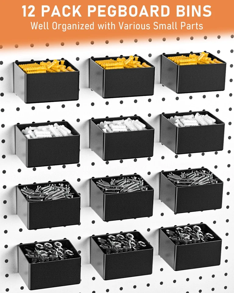 170PCS 1/4 Inch Pegboard Hooks Kit, Extra Thick Heavy Duty Peg Board Organizer A - Image 4 of 4