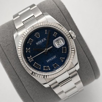 Rolex Datejust 36mm Steel Blue Jubilee Dial Fluted Automatic Watch 116234