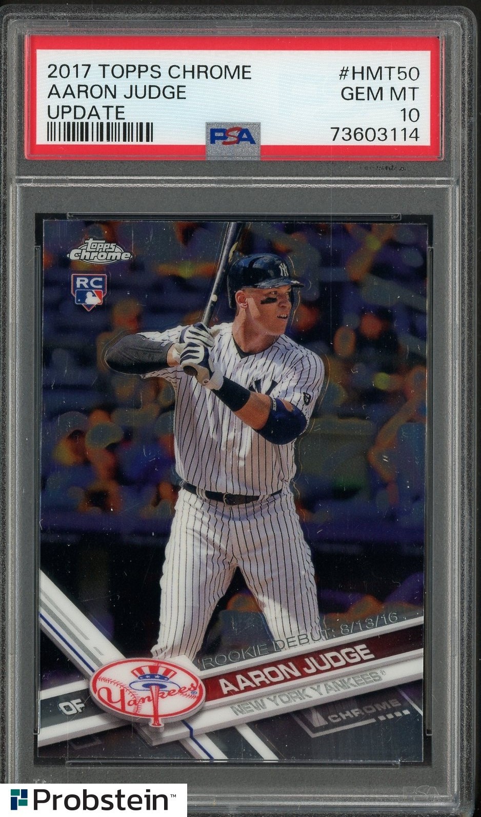 #5 2017 Topps Chrome Update #HMT50 Aaron Judge Yankees RC Rookie PSA 10 GEM MINT