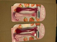 2 X 2 ct Assured Triple Blade Disposable Razors Strawberries and Cream Scented