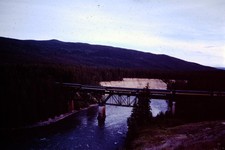 JULY 1977 Train Bridge North Thompson River  BC Canada Slide CI-O