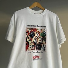 Vintage REPRINT Anxiety Has Many Faces Xanax Promo Tee Shirt Hanes Tag XL