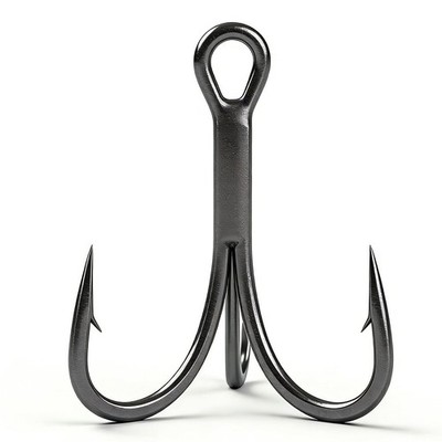 50pcs High Carbon Steel Fishing Treble Hooks - Super Sharp Solid Triple Barbe...