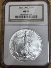 2007 $1 Silver American Eagle NGC MS69 Brown Label Slab 1 oz .999 Fine Silver