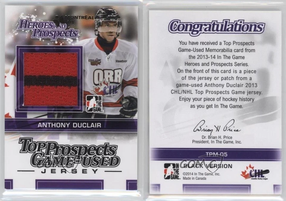 2013-14 ITG Heroes and Prospects Top Game-Used 1/1 Anthony Duclair #TPM-05 2a8 - Image 3 of 3
