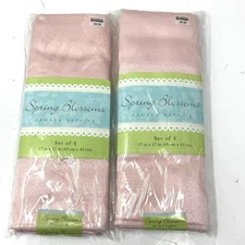 NEW Solid Pink Damask Dinner Napkins Set Of 8 Square 17” X 17” Floral Pattern