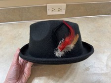 Vintage Style Bavarian Tyrolean Alpine Felt Hat w/ Feather Oktoberfest